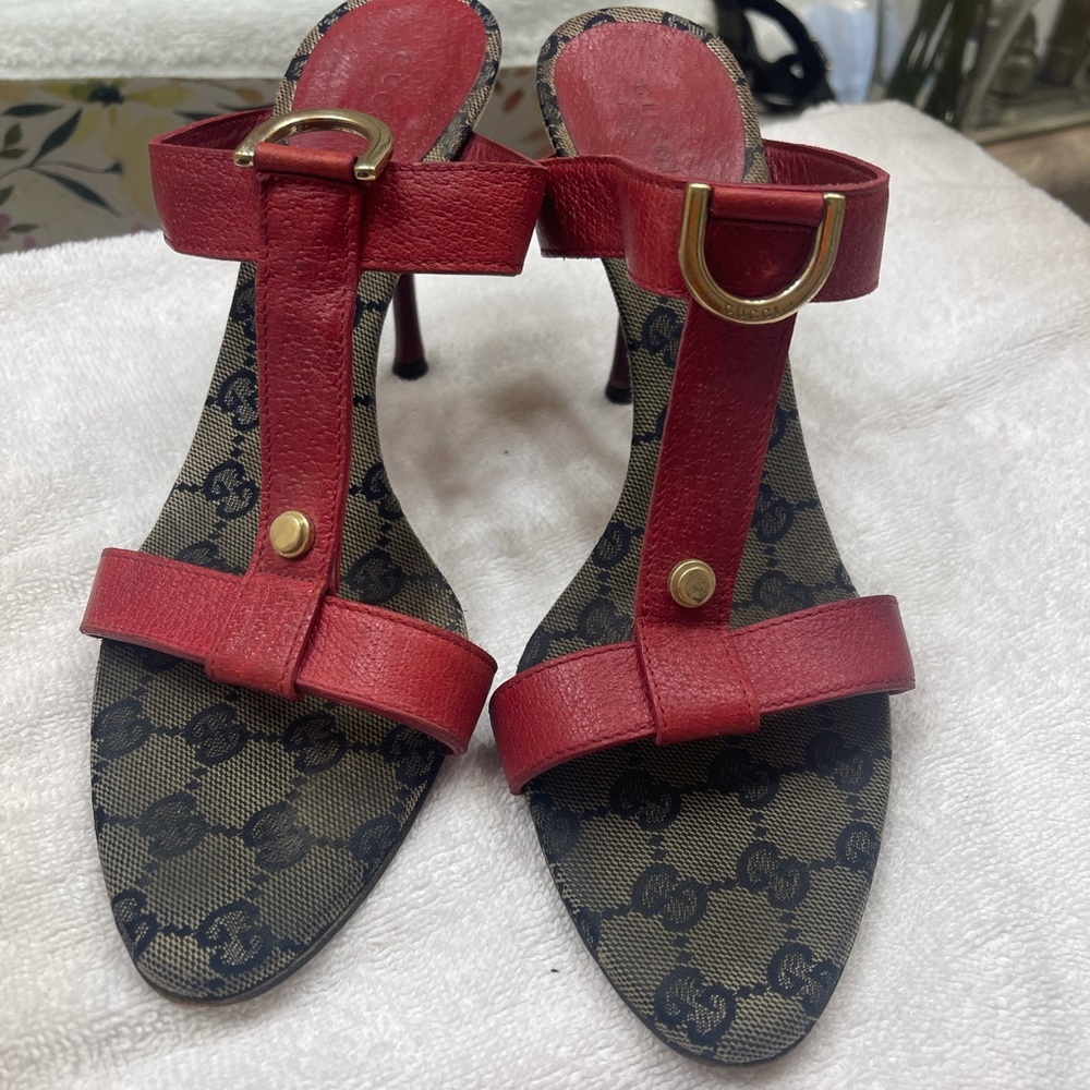 Gucci sandals size 8.5 with 3" heels.